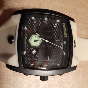 Diesel watch, ivory silicone band, glow in dark.